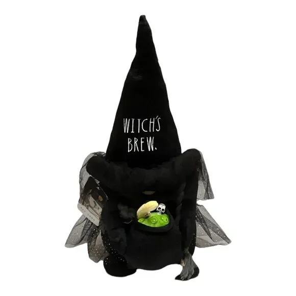 Rae Dunn Halloween Gnome Witch’s Brew Weighted Shelf Sitter Decor Black Hat Fall - Picture 9 of 9